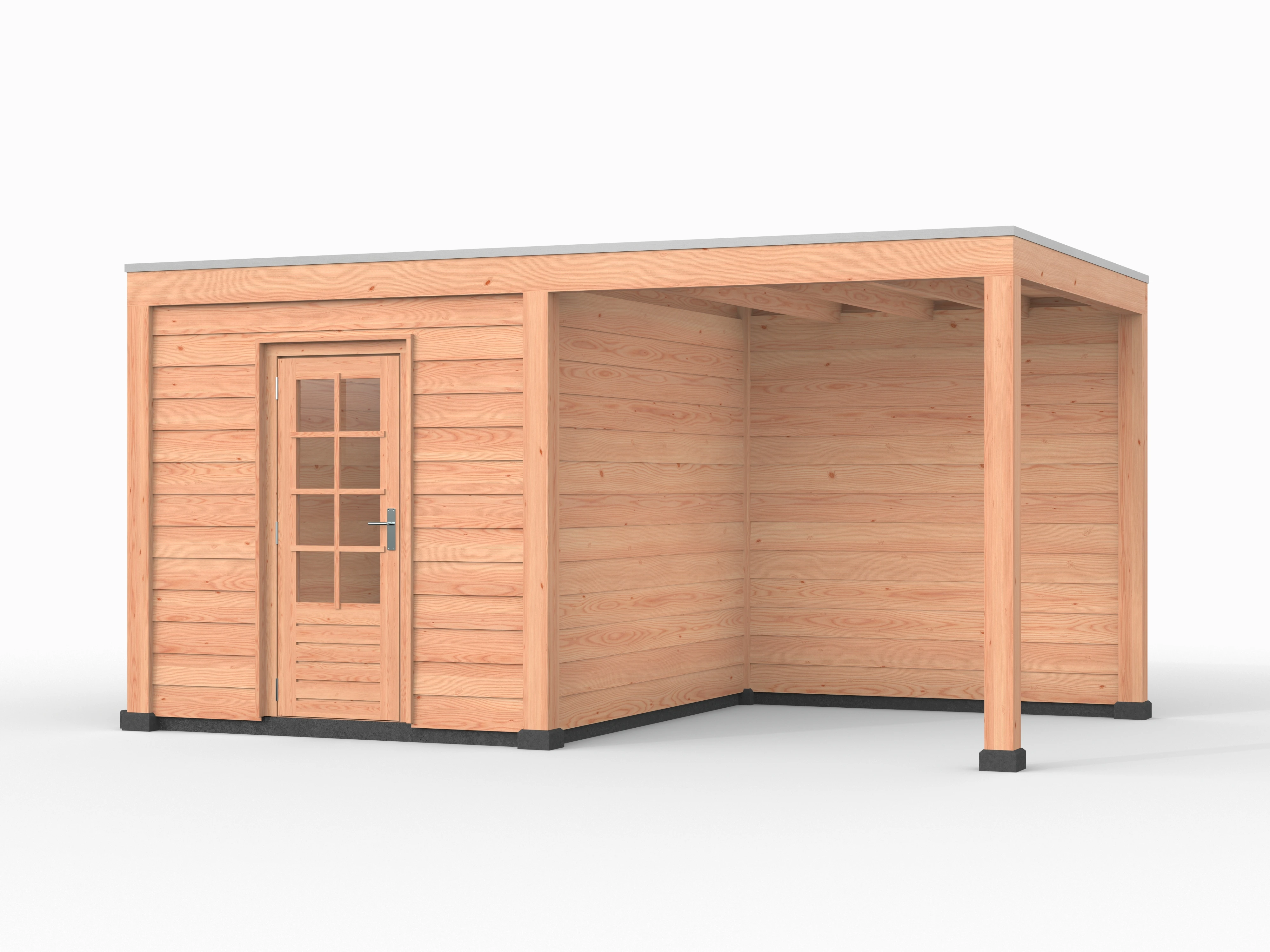 Douglas overkapping, 500 x 300, met achterwand en schuur, Westwood Elegant - Afbeelding 1